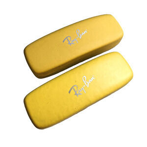 2 RAY BAN Yellow Hard Clamshell Sunglasses Eyeglasses Cases Only Empty Storage